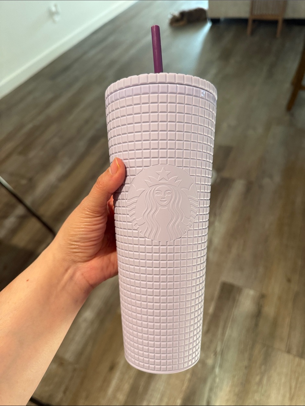 Starbucks Pale Lavender Textured Tumbler with Purple Straw